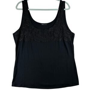 Grace Elements Tank Blouse Women's Measured L/XL Black Embroidered Lace Goth